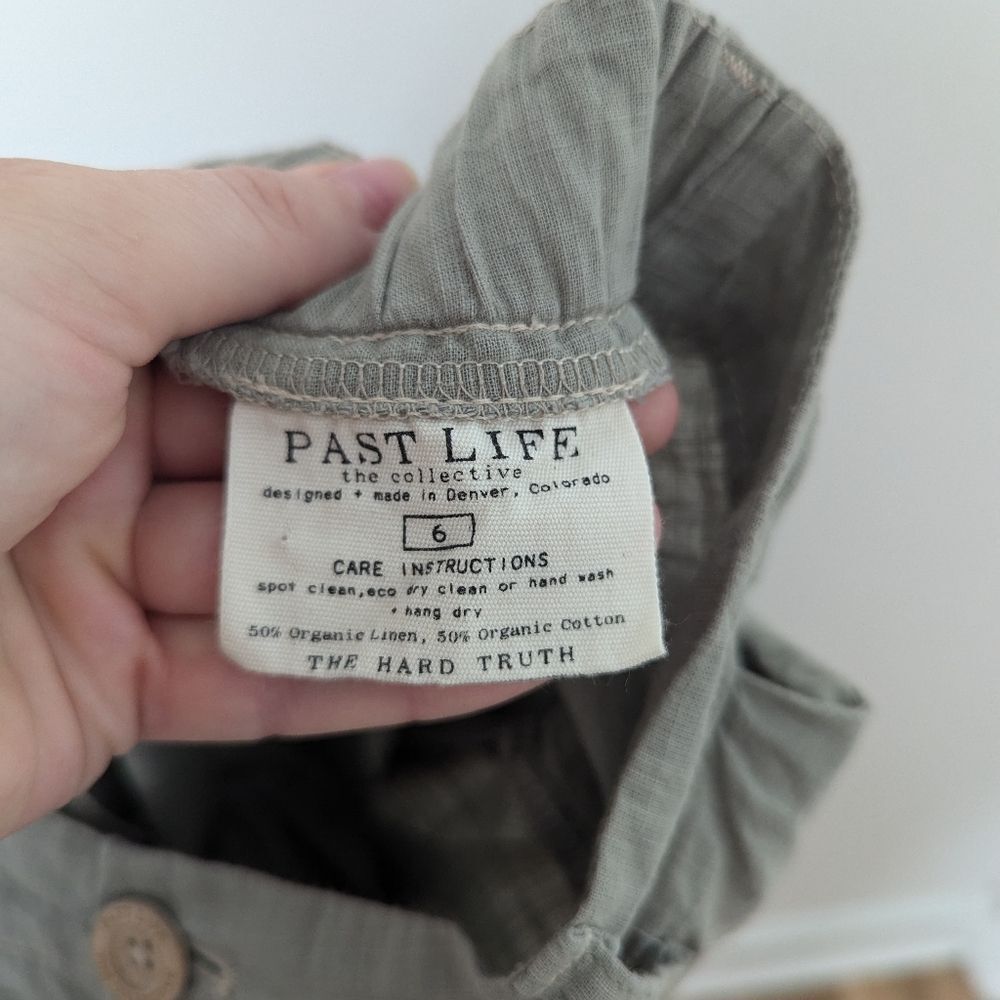Past Life The Collective sage green Dead Sea recycled linen cotton relaxed pants - Picture 4 of 6